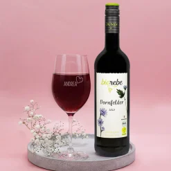 Was für ein Glück - Wein Geschenkset mit Weinglas und Geschenkbox | Bienenfreundlicher Biorebe