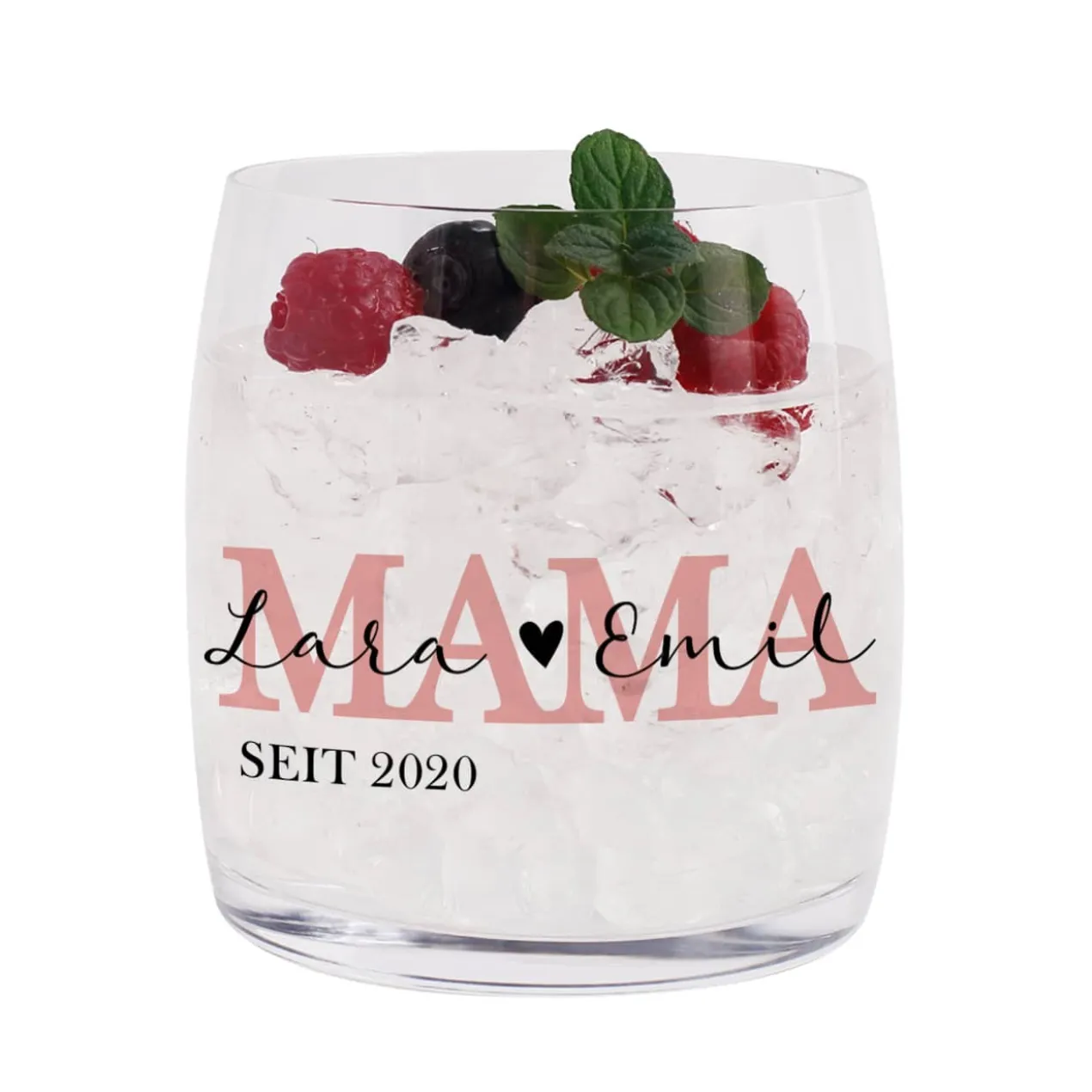 Wasserglas - Mama seit - mit Wunschtext und Jahreszahl