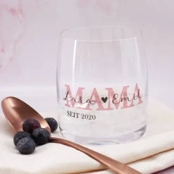 Wasserglas - Mama seit - mit Wunschtext und Jahreszahl