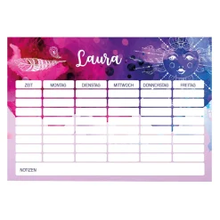 Watercolor Stundenplan mit Name und Ornamenten - magnetisch, abwischbar