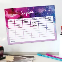 Watercolor Stundenplan mit Name und Ornamenten - magnetisch, abwischbar