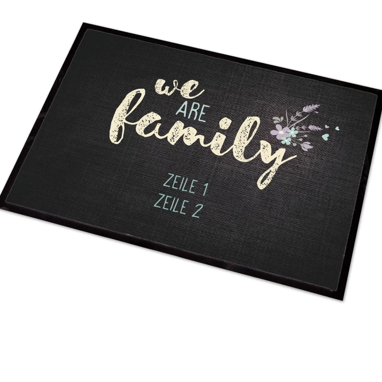 We are family - bedruckte Fußmatte mit 2 Zeilen Wunschtext