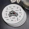 We are family - Untersetzer mit vier Namen (4er Set)