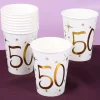 10 weiße Pappbecher mit Gold-Metallic zum 50. Geburtstag