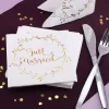 Weiße Servietten in Gold-Metallic - Just Married