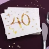 Weiße Servietten zum 40. Geburtstag in Gold-Metallic