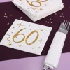Weiße Servietten zum 60. Geburtstag in Gold-Metallic