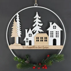 Weihnachten bei - personalisierte Türdekoration mit Name