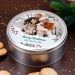 Weihnachtliche Geschenkdose mit Ihrem Foto und Text