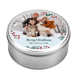 Weihnachtliche Geschenkdose mit Ihrem Foto und Text