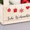 Weihnachtliche Holzkiste mit 2 Griffen und Ihrem Text bedruckt