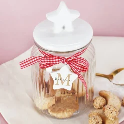 Weihnachtliche Plätzchendose mit Namensaufdruck in zwei verschiedenen Größen
