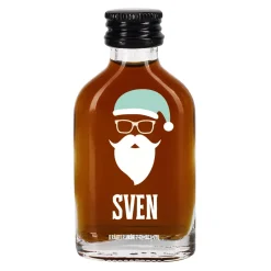Weihnachtlicher Schnaps mit Hipster Nikolaus Motiv und Ihrem Namen