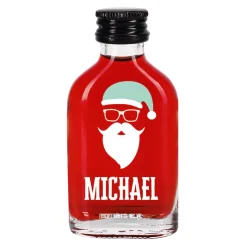 Weihnachtlicher Schnaps mit Hipster Nikolaus Motiv und Ihrem Namen