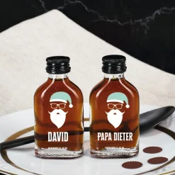 Weihnachtlicher Schnaps mit Hipster Nikolaus Motiv und Ihrem Namen
