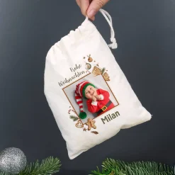 Weihnachtliches Geschenksäckchen mit Lebkuchen-Motiv