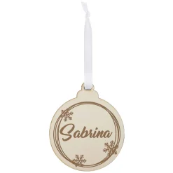 Weihnachtsbaumkugel aus Holz mit Name graviert in 5 Motiven