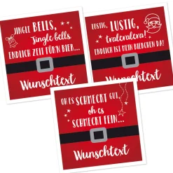 Weihnachts - Bieraufkleber mit Wunschtext, 3er Set