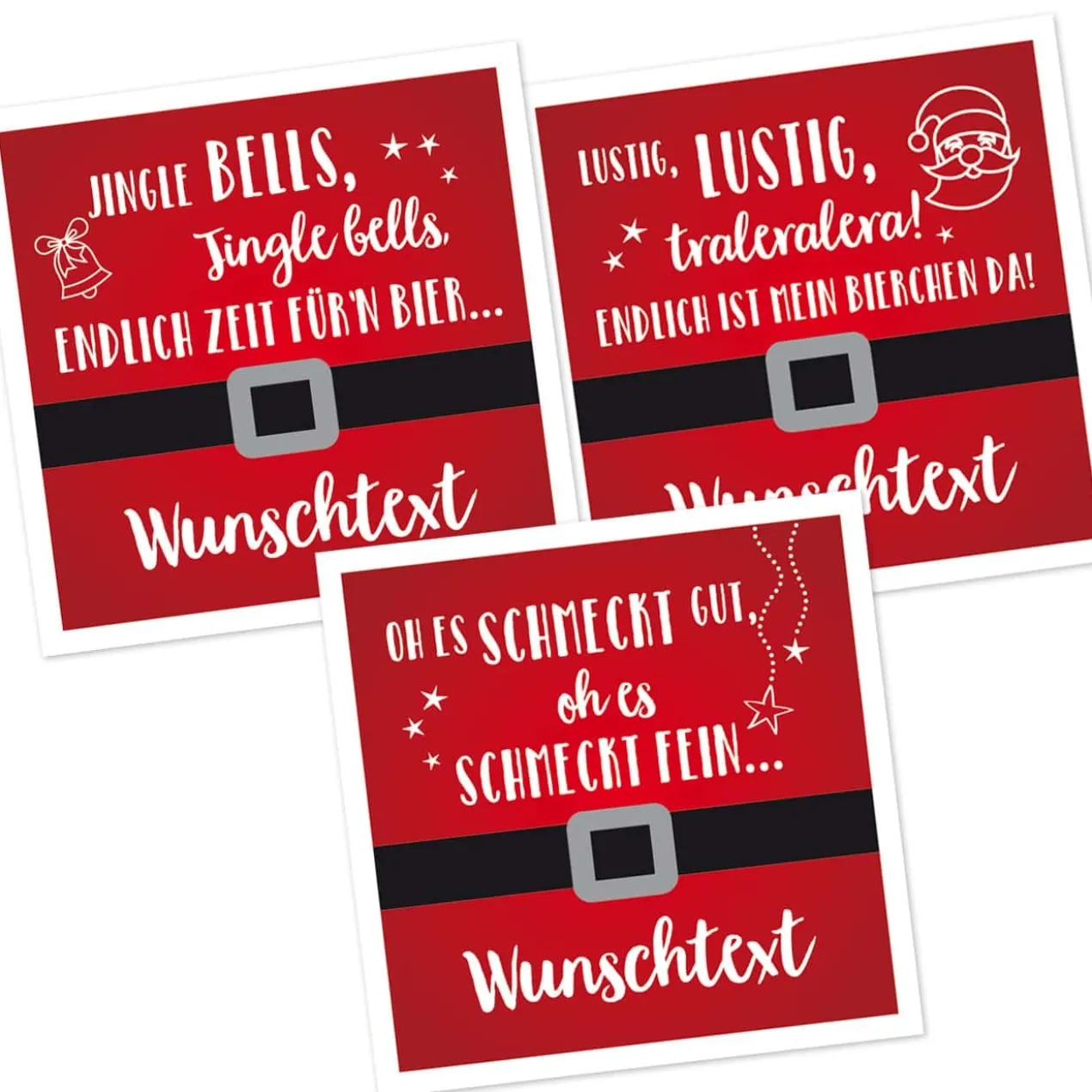 Weihnachts - Bieraufkleber mit Wunschtext, 3er Set