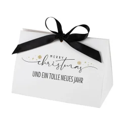 Weihnachts-Geschenktasche personalisiert mit Widmung & Satinband | Edle Geschenkverpackung in 3 Größen