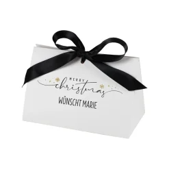 Weihnachts-Geschenktasche personalisiert mit Widmung & Satinband | Edle Geschenkverpackung in 3 Größen