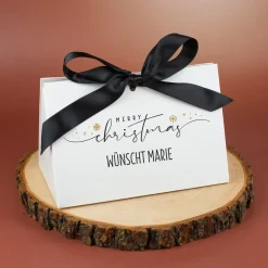 Weihnachts-Geschenktasche personalisiert mit Widmung & Satinband | Edle Geschenkverpackung in 3 Größen