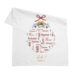Weihnachts-Geschirrtuch mit bis zu vier Namen und Wunschtext bedruckt