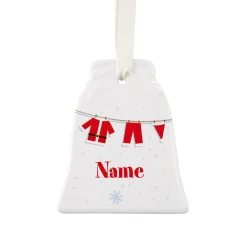 Weihnachtsglocke aus Keramik mit Weihnachtswäsche