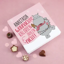 Weihnachtskalorien zählen nicht! - Lindt Pralinen mit Namensaufdruck und Nilpferd
