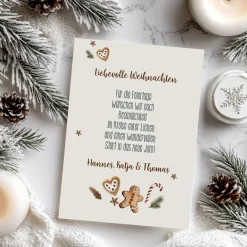 Weihnachtskarte mit Lebkuchen-Motiv, Foto und Ihrem Text