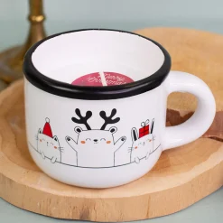 Weihnachtskerze in Dolomitetasse mit Motivauswahl