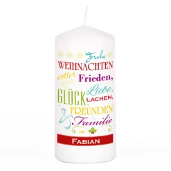 Weihnachtskerze mit Wünschen zum Fest