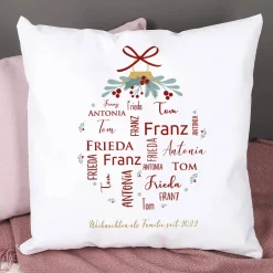 Weihnachts-Kissen mit bis zu vier Namen und Wunschtext bedruckt