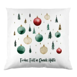Weihnachtskissen mit festlichem Winterwald & Ihrem Text