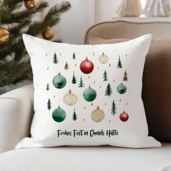 Weihnachtskissen mit festlichem Winterwald & Ihrem Text