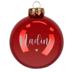 Weihnachtskugel mit Ihrem Wunschnamen und kleinem Herzchen graviert