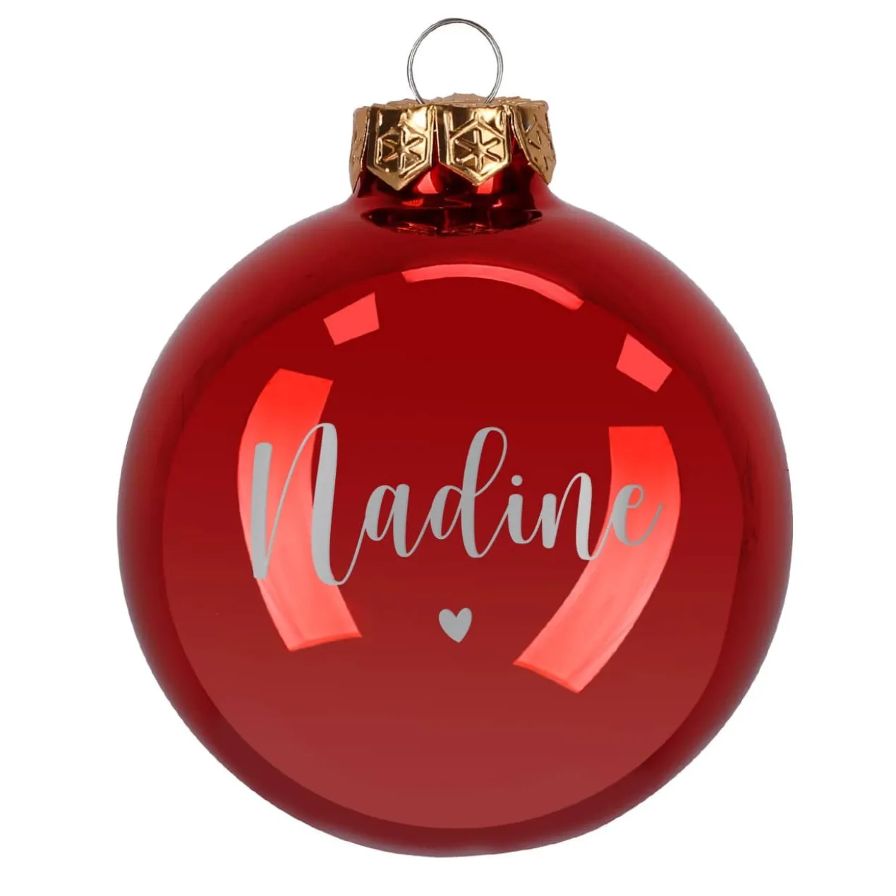 Weihnachtskugel mit Ihrem Wunschnamen und kleinem Herzchen graviert