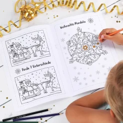 Weihnachts-Malbuch mit Name - 24 Seiten Malen, Basteln, Rätseln DIN A4