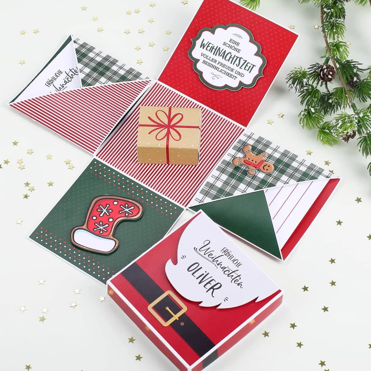 Weihnachtsmann - Überraschungsbox für Geldgeschenke, Gutscheine und Glückwünsche
