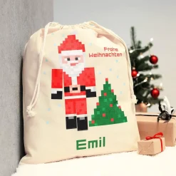 Weihnachtsmann Geschenkesack im Pixeldesign