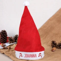 Weihnachtsmütze mit Zuckerstangen und Ihrem Namen bedruckt