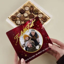 Weihnachts-Pralinés von Lindt mit Goldprägung, Ihrem Foto & Text - 5 Varianten