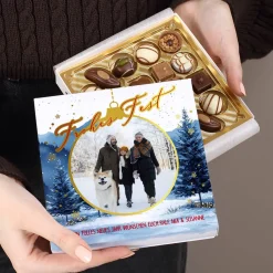 Weihnachts-Pralinés von Lindt mit Goldprägung, Ihrem Foto & Text - 5 Varianten