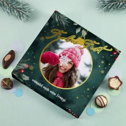 Weihnachts-Pralinés von Lindt mit Goldprägung, Ihrem Foto & Text - 5 Varianten