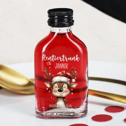 Weihnachtsschnaps 'Rentiertrunk' personalisiert mit Name | Fruchtlikör & Kräuterlikör zu Weihnachten