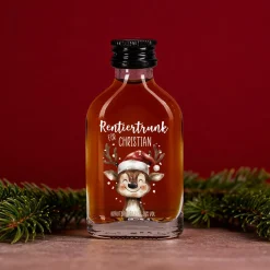 Weihnachtsschnaps 'Rentiertrunk' personalisiert mit Name | Fruchtlikör & Kräuterlikör zu Weihnachten