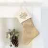 Weihnachtssocke mit goldenem Schneeflockenmotiv und Name bedruckt