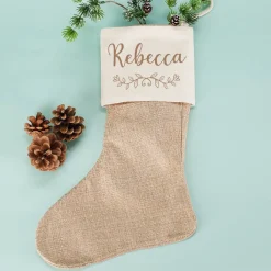 Weihnachtssocke mit Name und Ornament bedruckt