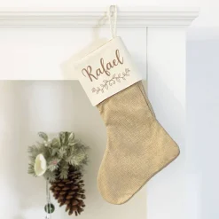 Weihnachtssocke mit Name und Ornament bedruckt