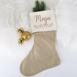 Weihnachtssocke mit Name und Ornament bedruckt